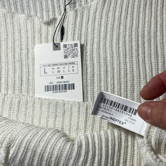 Zara size large ribbed white cap sleeve shirt - Picture 6 of 6